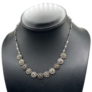 Vintage Liz Palacios Crystal Flower Collar Necklace Victorian Style Handcrafted